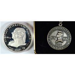 1974 AMERICAN REVOLUTION JOHN ADAMS BICENTENNIAL COIN & 1976 STERLING MEDAL