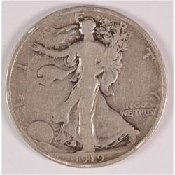 1919 WALKING LIBERTY HALF DOLLAR,  SOLID FINE, SCARCE!