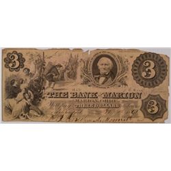 1861 $3 BANK OF MARION, OH