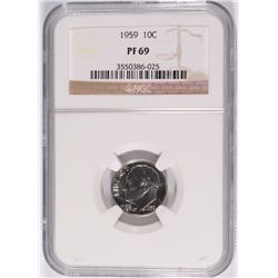 1959 ROOSEVELT DIME, NGC PROOF-69!