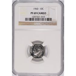 1960 ROOSEVELT DIME, NGC PROOF-69 CAMEO!