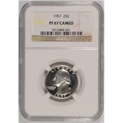 1957 WASHINGTON QUARTER, NGC PROOF-67 CAMEO