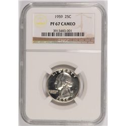1959 WASHINGTON QUARTER, NGC PROOF-67 CAMEO