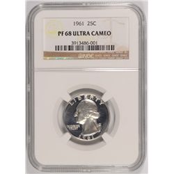 1961 WASHINGTON QUARTER, NGC PROOF-68 ULTRA CAMEO!! SUPERB!