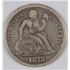 Image 1 : 1878-CC SEATED DIME, F/VF  VERY RARE!!