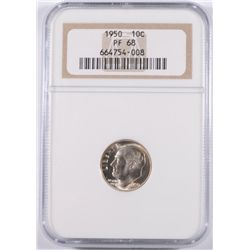 1950 ROOSEVELT DIME, NGC PROOF-68!  RARE!!