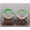 Image 1 : Set of Two Chinese Hardstone Carved Green Bangles