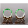 Image 2 : Set of Two Chinese Hardstone Carved Green Bangles