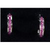 Image 1 : Sterling Silver Hoop Red Ruby Earrings