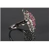 Image 2 : Large Marquise Shaped Ruby Cluster Style Ruby Ring