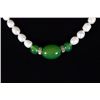 Image 2 : Pearl Necklace with Jade and Sterling Silver Clasp