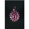 Image 1 : Floral Style Bezel Set Natural Ruby Pendant Cert