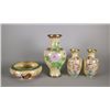 Image 1 : Set of 4 Chinese Bronze Cloisonne Vases and Bowl