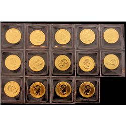 BULLION: [14] 2008 $5 1/10 oz. Canadian Gold Maple Leaf 9999 fine gold.