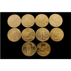 COINS: [10] $50 American Eagle gold coins, 1 oz, 2000.