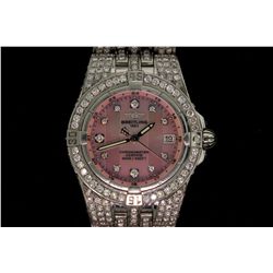 WATCH:  [1]  Stainless steel ladies Breitling Windrider Starliner quartz watch with a pink dial and 