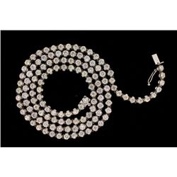NECKLACE: [1] Unisex silver illusion set clarity enhanced diamond link line necklace; 130 rb dias, 4
