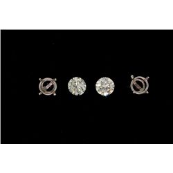 EARRINGS: [1] Pair 950 plat round brilliant  cut diamond earstuds; 1 rb dia, 8.63mm-8.68mm x 5.35mm 