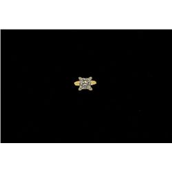 RING: [1] Ladys 18ky&w diamond solitaire engagement ring; 1 sq prin dia, 5.11mm x 4.90mm x approx. 4