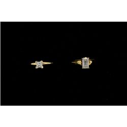 RING: [1] Ladys 14ky&w diamond solitaire engagement ring; 1 sq prin dia, 3.63mm x 3.65mm x approx. 2