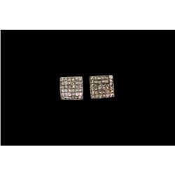 EARRINGS:  [1] Pair 14KWG earrings set with 72 princess cut diamonds, approx. 2.16 cttw., good-fair/
