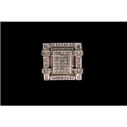 RING:  [1] 14KWG ring set with 63 princess cut and 16 round cut diamonds, approx. 3.39 cttw., good-f