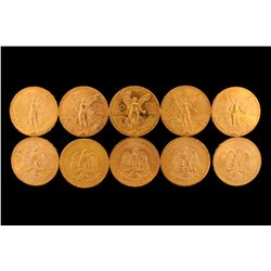 COINS: [10] Mexican 50 Pesos, Net weight 1.2057 Troy oz.
