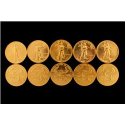 COINS: [10] $50 American Eagle gold coins, 1 oz, 1990.
