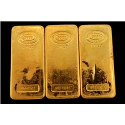 BULLION: [3] One kilogram Johnson Matthey .9999 fine gold bars.