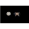 Image 1 : RING:  [1] 14KWG ring set with two round blue sapphires, 3.5 x approx. 2.mms; and one round brillian