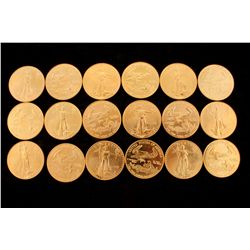 COINS: [18] $50 American Eagle gold coins, 1 oz, 1995.