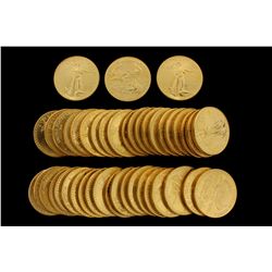 COINS: [43] $50 American Eagle gold coins, 1 oz, 1990.