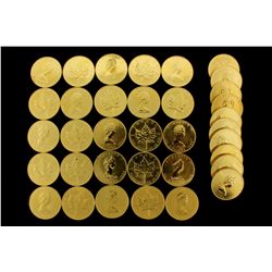 COINS: [35] $50 Canadian Maple Leaf gold coins, .9999, 1 Troy oz, 1985.