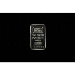 BULLION: [1]  Credit Suisse .999 platinum, 1 Troy oz ingot.