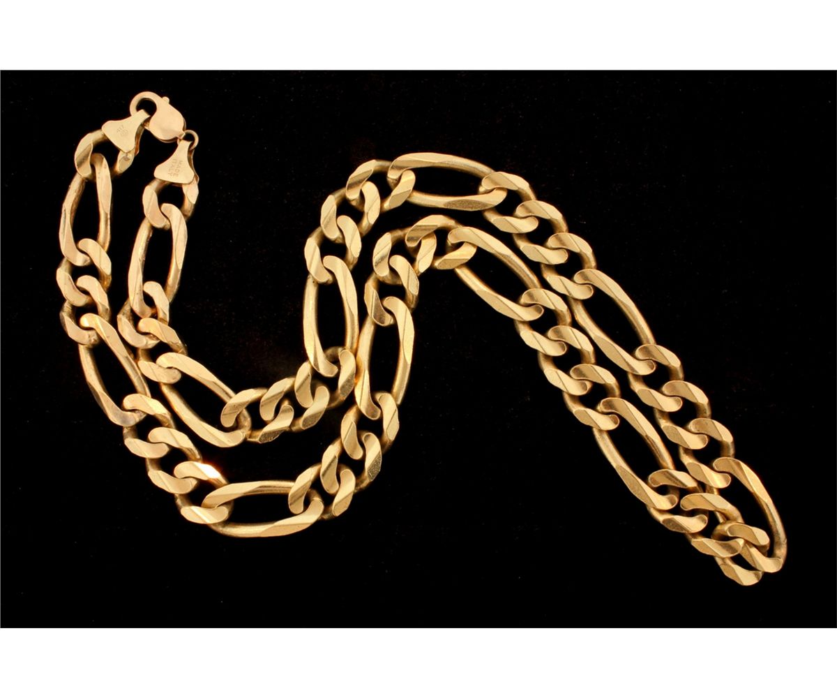 CHAIN: [1] 10KYG Figaro chain necklace; 14.0mms wide and 27 1/2