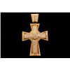 Image 1 : PENDANT:  [1] 10KYG cross pendant with a 14KYG bail is set with round, baguette and princess cut dia