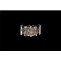 RING:  [1] 14KWG ring set with 2 round and 90 princess cut diamonds, approx. 2.25 cttw., good/ H/I/ 