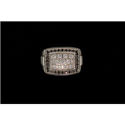 RING:  [1] 14KWG ring set with 41 round diamonds, approx. 0.98 cttw., good-fair/ G/H and black/ I1; 