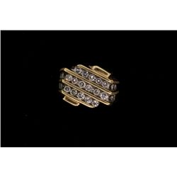 RING:  [1] 10KYG ring set with 24 round diamonds, approx. 1.94 cttw., good/ J/ I1-I2; size 12; 12.3 