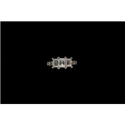 RING:  [1] 14KWG ring set with 6 princess cut and 3 emerald cut diamonds, (sides: 5.02 x 3.50mms, ea