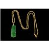 Image 1 : NECKLACE:  [1] 14KYG diamond cut rope chain, 2.3mms in diameter; and a carved mottled green jadeite 