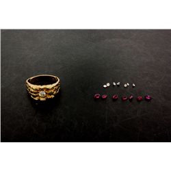 LOOSE STONES:  [8] marquise cut rubies, 1 is broken; 0.96 cttw.   LOOSE STONES:  [7] Round cut diamo