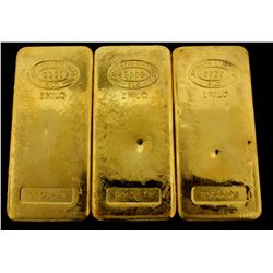 BULLION: [3] One kilogram Johnson Matthey .9999 fine gold bars.