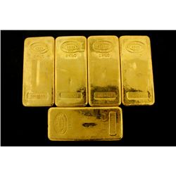 BULLION: [5] One kilogram Johnson Matthey .9999 fine gold bars.