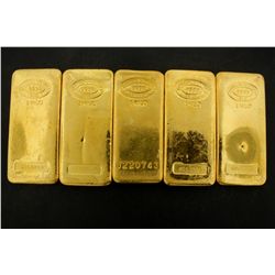 BULLION: [5] One kilogram Johnson Matthey .9999 fine gold bars.