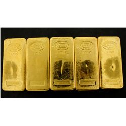 BULLION: [5] One kilogram Johnson Matthey .9999 fine gold bars.