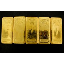 BULLION: [5] One kilogram Johnson Matthey .9999 fine gold bars.
