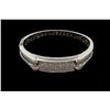 Image 3 : BRACELET:  [1] 14KWG hinged bangle bracelet set with round, baguette and princess cut diamonds, appr