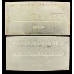 BULLION: [1] 100 oz. Engelhard 999+ Fine Silver bar. 3114 g. P468649.BULLION: [1] 100 oz. Engelhard 