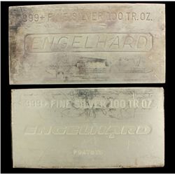 BULLION: [1] 100 oz. Engelhard 999+ Fine Silver bar. 3114 g. P185201.BULLION: [1] 100 oz. Engelhard 